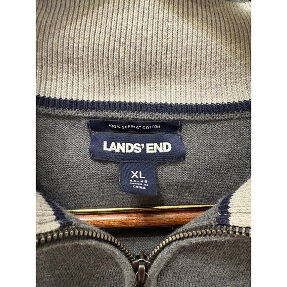 XL Gray Lands’ End Quarter Zip Sweater 100% Supima Cotton - Picture 3 of 3